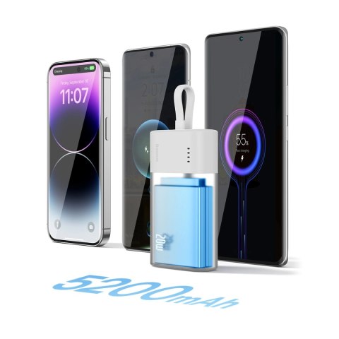 Powerbank Baseus Popsicle 5200mAh 20W z wbudowanym kablem Lightning (+ biały kabel Baseus Simple USB-C - USB-C 60W/20V/3A/30cm) Powerbank Baseus Popsicle 5200mAh 20W z wbudowanym kablem Lightning (+ biały kabel Baseus Simple USB-C - USB-C 60W/20V/3A/30cm)
