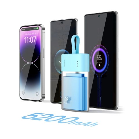 Powerbank Baseus Popsicle 5200mAh 20W z wbudowanym kablem Lightning (+ biały kabel Baseus Simple USB-C - USB-C 60W/20V/3A/30cm) Powerbank Baseus Popsicle 5200mAh 20W z wbudowanym kablem Lightning (+ biały kabel Baseus Simple USB-C - USB-C 60W/20V/3A/30cm)