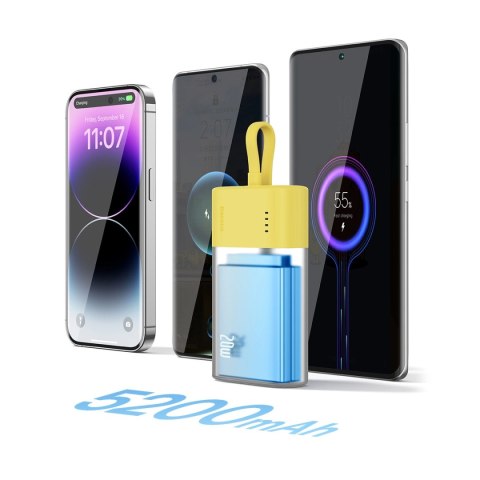 Powerbank Baseus Popsicle 5200mAh 20W z wbudowanym kablem Lightning (+ biały kabel Baseus Simple USB-C - USB-C 60W/20V/3A/30cm) Powerbank Baseus Popsicle 5200mAh 20W z wbudowanym kablem Lightning (+ biały kabel Baseus Simple USB-C - USB-C 60W/20V/3A/30cm)