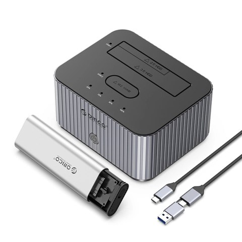 Stacja dokująca Orico IT28E-C na 2 dyski z funkcją klonowania M.2 NVME 2,5"/3,5 HDD / 2,5" SSD - szara Stacja dokująca Orico IT28E-C na 2 dyski z funkcją klonowania M.2 NVME 2,5"/3,5 HDD / 2,5" SSD - szara