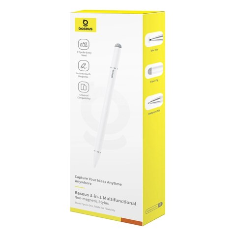 Stylus Baseus Smooth Writing III 3w1 rysik pasywny - wersja niemagnetyczna - biały Stylus Baseus Smooth Writing III 3w1 rysik pasywny - wersja niemagnetyczna - biały