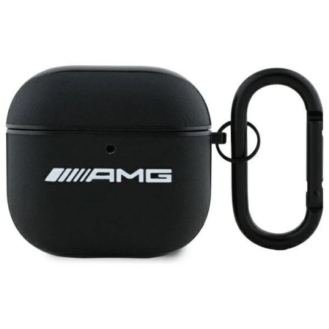 Etui AMG Leather White Logo na AirPods 4 - czarne / białe Etui AMG Leather White Logo na AirPods 4 - czarne / białe