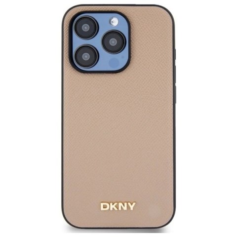 Etui DKNY Grained Metal Logo MagSafe na iPhone 15 Pro - beżowe Etui DKNY Grained Metal Logo MagSafe na iPhone 15 Pro - beżowe