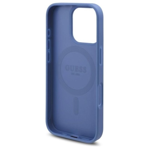 Etui Guess 4G Flowers Print MagSafe na iPhone 16 Pro - niebieskie