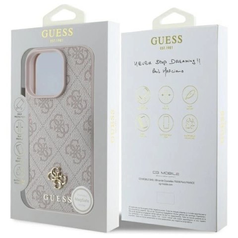 Etui Guess 4G Small Classic MagSafe na iPhone 16 Pro Max - różowe
