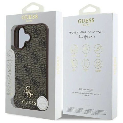Etui Guess 4G Small Classic MagSafe na iPhone 16 - brązowe Etui Guess 4G Small Classic MagSafe na iPhone 16 - brązowe