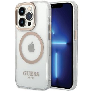 Etui Guess Metal Outline MagSafe na iPhone 15 Pro - złote