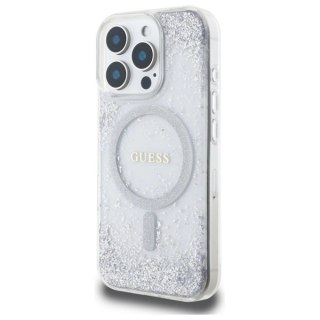 Etui Guess Resin Gradient Glitter MagSafe na iPhone 16 Pro - srebrne