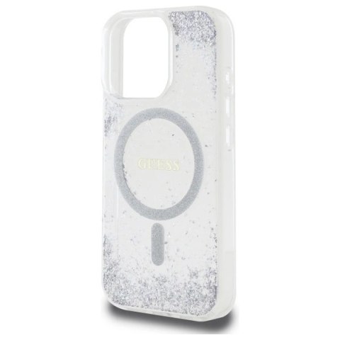 Etui Guess Resin Gradient Glitter MagSafe na iPhone 16 Pro - srebrne