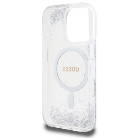 Etui Guess Resin Gradient Glitter MagSafe na iPhone 16 Pro - srebrne