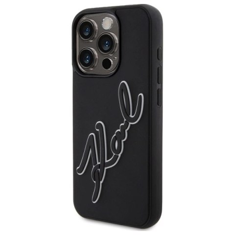 Etui Karl Lagerfeld 3D Rubber Signature na iPhone 15 Pro - czarne Etui Karl Lagerfeld 3D Rubber Signature na iPhone 15 Pro - czarne