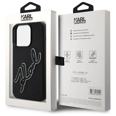 Etui Karl Lagerfeld 3D Rubber Signature na iPhone 15 Pro - czarne Etui Karl Lagerfeld 3D Rubber Signature na iPhone 15 Pro - czarne