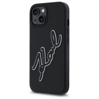 Etui Karl Lagerfeld 3D Rubber Signature na iPhone 15 - czarne