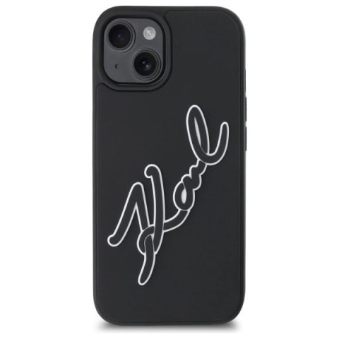 Etui Karl Lagerfeld 3D Rubber Signature na iPhone 15 - czarne Etui Karl Lagerfeld 3D Rubber Signature na iPhone 15 - czarne