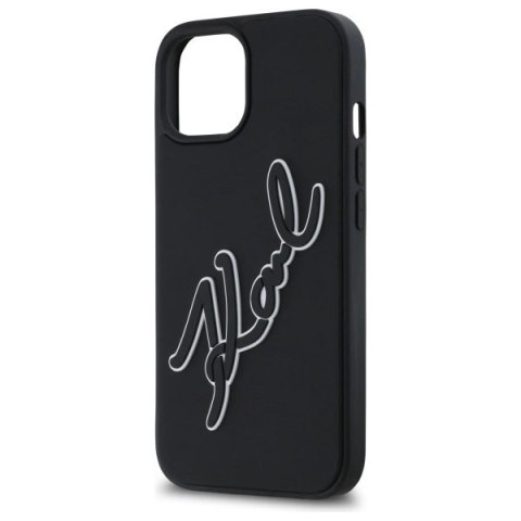 Etui Karl Lagerfeld 3D Rubber Signature na iPhone 15 - czarne Etui Karl Lagerfeld 3D Rubber Signature na iPhone 15 - czarne