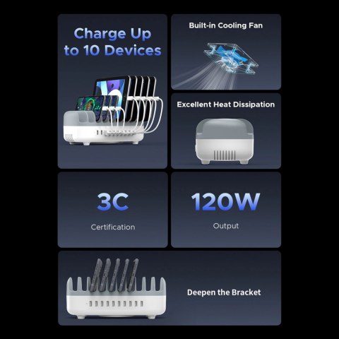 Inteligentna stacja ładowania Orico DUK-10P-V1 10 x USB-A - biała Inteligentna stacja ładowania Orico DUK-10P-V1 10 x USB-A - biała