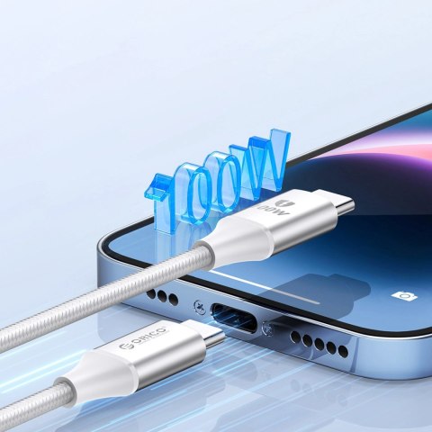 Kabel Orico CDX 100W 5A Power Delivery USB-C - USB-C 1m - biały Kabel Orico CDX 100W 5A Power Delivery USB-C - USB-C 1m - biały