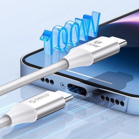 Kabel Orico CDX 60W 3A Power Delivery USB-C - USB-C 1m - biały Kabel Orico CDX 60W 3A Power Delivery USB-C - USB-C 1m - biały