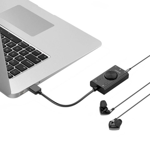 Karta dźwiękowa Orico SC2 zewnętrzna wielofunkcyjna z USB-A - czarna Karta dźwiękowa Orico SC2 zewnętrzna wielofunkcyjna z USB-A - czarna