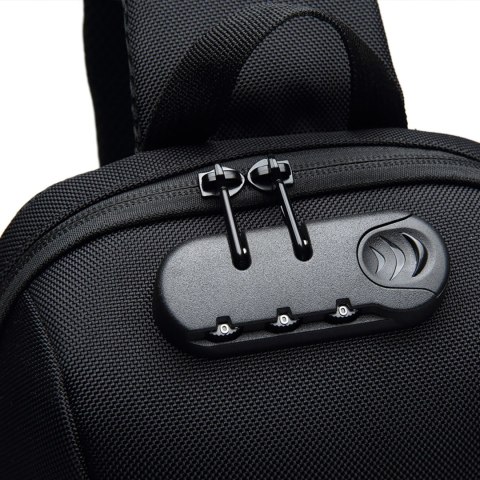 Plecak miejski Wozinsky Premium na jedno ramię, antykradzieżowy z organizerem i USB - czarny Plecak miejski Wozinsky Premium na jedno ramię, antykradzieżowy z organizerem i USB - czarny