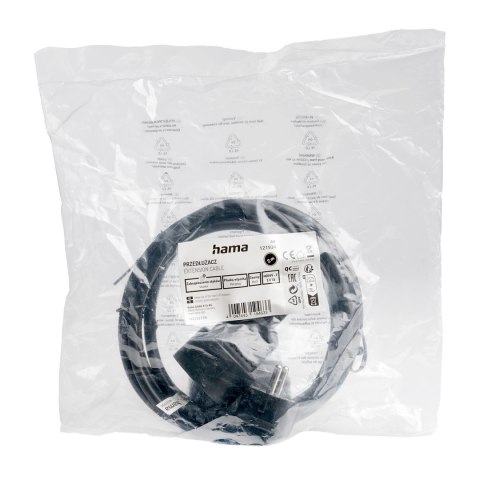 Przedłużacz Hama Standard 2m - czarny Przedłużacz Hama Standard 2m - czarny