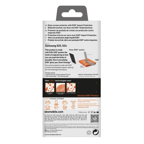 Szkło hartowane SBS Tempered Glass D3O z ramką do Samsung Galaxy S25+ / S24+ Szkło hartowane SBS Tempered Glass D3O z ramką do Samsung Galaxy S25+ / S24+
