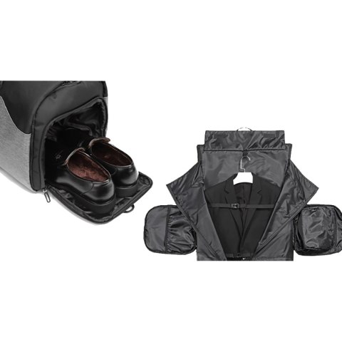 Torba podróżna Wozinsky Premium na garnitur z kieszenią na mokre rzeczy (50 l) - czarna Torba podróżna Wozinsky Premium na garnitur z kieszenią na mokre rzeczy (50 l) - czarna