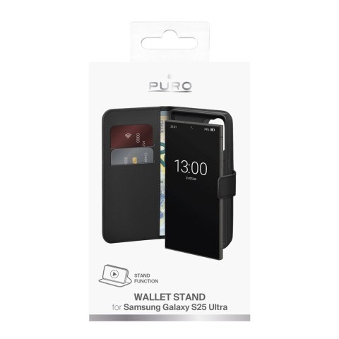 Etui z ekoskóry Puro Booklet Case z klapką i portfelem do Samsung Galaxy S25 Ultra - czarne