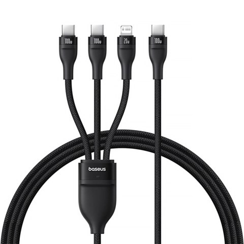 Kabel 3w1 Baseus Flash Series 3 100W USB-C - USB-C+USB-C+Lightning 1,5m + 3 x 0,25 m - czarny Kabel 3w1 Baseus Flash Series 3 100W USB-C - USB-C+USB-C+Lightning 1,5m + 3 x 0,25 m - czarny