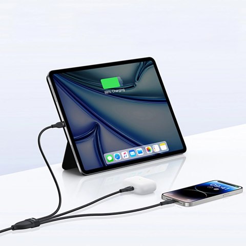 Kabel 3w1 Baseus Flash Series 3 100W USB-C - USB-C+USB-C+Lightning 1,5m + 3 x 0,25 m - czarny Kabel 3w1 Baseus Flash Series 3 100W USB-C - USB-C+USB-C+Lightning 1,5m + 3 x 0,25 m - czarny