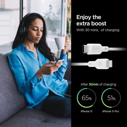 Kabel Spigen DuraSync MFi USB-C / Lightning 2-Pack 100 cm - biały Kabel Spigen DuraSync MFi USB-C / Lightning 2-Pack 100 cm - biały