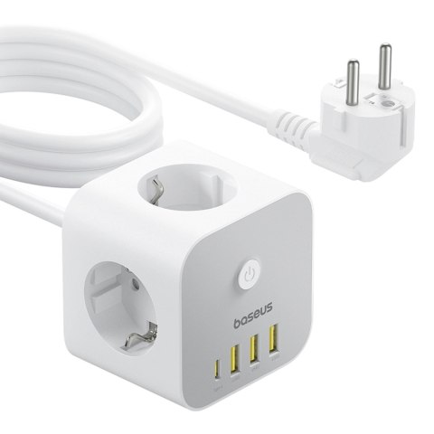Kostka listwa zasilająca Baseus PowerCombo 7 w 1, 3 AC + 3 x USB-A + 1 x USB-C 20W 1,5 m - biała Kostka listwa zasilająca Baseus PowerCombo 7 w 1, 3 AC + 3 x USB-A + 1 x USB-C 20W 1,5 m - biała