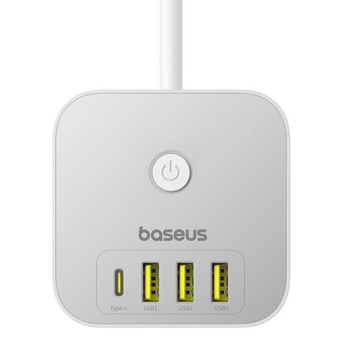 Kostka listwa zasilająca Baseus PowerCombo 7 w 1, 3 AC + 3 x USB-A + 1 x USB-C 20W 1,5 m - biała Kostka listwa zasilająca Baseus PowerCombo 7 w 1, 3 AC + 3 x USB-A + 1 x USB-C 20W 1,5 m - biała