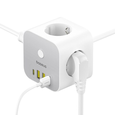 Kostka listwa zasilająca Baseus PowerCombo 7 w 1, 3 AC + 3 x USB-A + 1 x USB-C 20W 1,5 m - biała Kostka listwa zasilająca Baseus PowerCombo 7 w 1, 3 AC + 3 x USB-A + 1 x USB-C 20W 1,5 m - biała