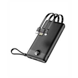 Powerbank Veger C10 (W1116) 10000mAh z wbudowanymi kablami Micro USB / USB-C / Lightning - czarny