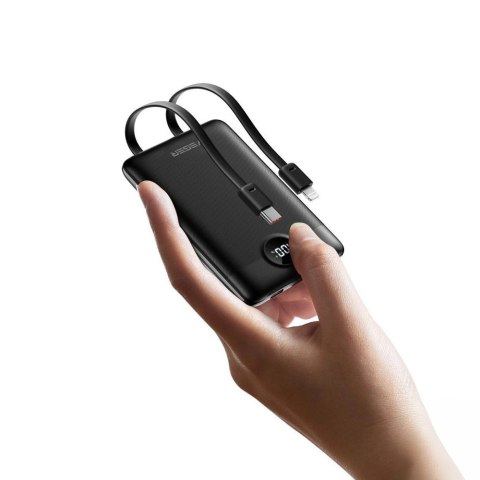 Powerbank Veger C11 (W1170) 10000mAh PD QC3.0 22.5W 2A z wbudowanymi kablami USB-C / Lightning - czarny Powerbank Veger C11 (W1170) 10000mAh PD QC3.0 22.5W 2A z wbudowanymi kablami USB-C / Lightning - czarny