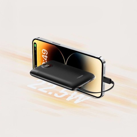 Powerbank Veger C11 (W1170) 10000mAh PD QC3.0 22.5W 2A z wbudowanymi kablami USB-C / Lightning - czarny Powerbank Veger C11 (W1170) 10000mAh PD QC3.0 22.5W 2A z wbudowanymi kablami USB-C / Lightning - czarny