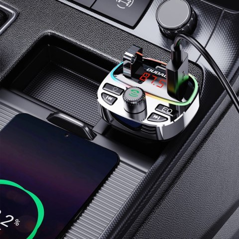 Transmiter Dudao R2PRO+ z portami ładowania PD25W Bluetooth 5.3 RGB - czarno-srebrny