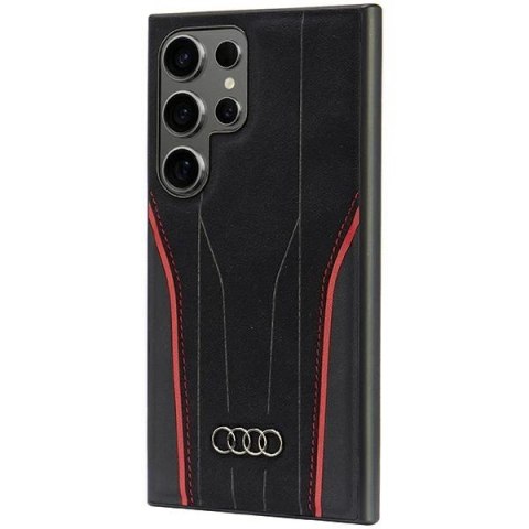 Audi Genuine Leather MagSafe S24 Ultra S928 czarno-czerwony/black-red hardcase AU-TPUPCS24U-R8/D3-RD Audi Genuine Leather MagSafe S24 Ultra S928 czarno-czerwony/black-red hardcase AU-TPUPCS24U-R8/D3-RD