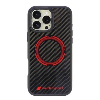 Etui Audi Carbon Fiber Sport Red Circle MagSafe na iPhone 16 Pro Max 6.9" - czarne