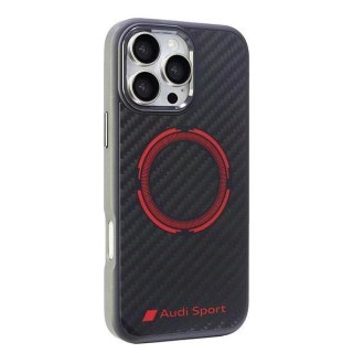 Etui Audi Carbon Fiber Sport Red Circle MagSafe na iPhone 16 Pro Max 6.9" - czarne