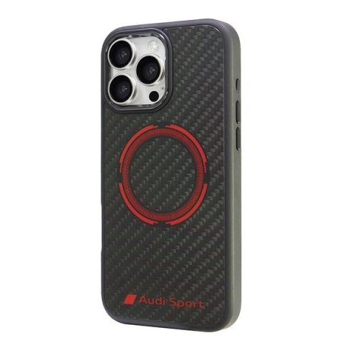 Etui Audi Carbon Fiber Sport Red Circle MagSafe na iPhone 16 Pro Max 6.9" - czarne