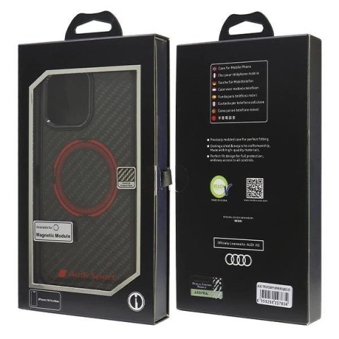 Etui Audi Carbon Fiber Sport Red Circle MagSafe na iPhone 16 Pro Max 6.9" - czarne