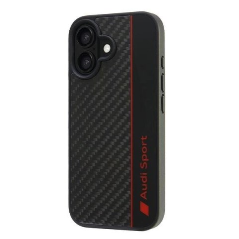 Etui Audi Carbon Fiber Stripe na iPhone 16 6.1" - czarne Etui Audi Carbon Fiber Stripe na iPhone 16 6.1" - czarne