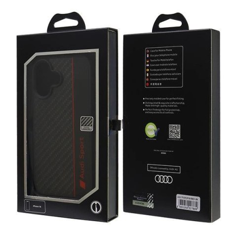 Etui Audi Carbon Fiber Stripe na iPhone 16 6.1" - czarne Etui Audi Carbon Fiber Stripe na iPhone 16 6.1" - czarne