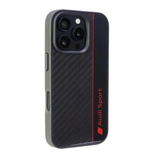 Etui Audi Carbon Fiber Stripe na iPhone 16 Pro 6.3" - czarne