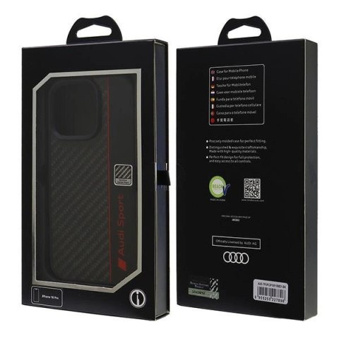 Etui Audi Carbon Fiber Stripe na iPhone 16 Pro 6.3" - czarne Etui Audi Carbon Fiber Stripe na iPhone 16 Pro 6.3" - czarne