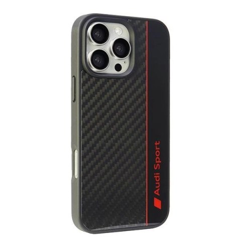 Etui Audi Carbon Fiber Stripe na iPhone 16 Pro Max 6.9" - czarne Etui Audi Carbon Fiber Stripe na iPhone 16 Pro Max 6.9" - czarne