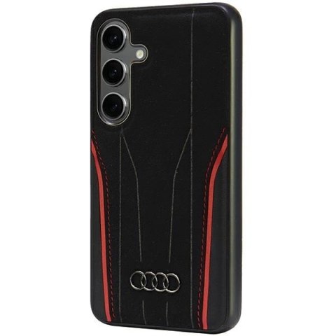 Etui Audi Genuine Leather z MagSafe na Samsung Galaxy S24 - czarno-czerwone Etui Audi Genuine Leather z MagSafe na Samsung Galaxy S24 - czarno-czerwone