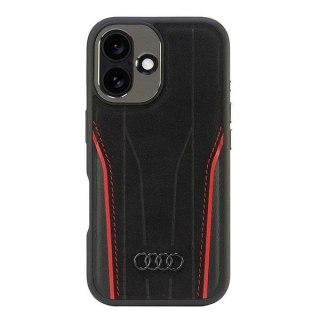 Etui Audi Genuine Leather z MagSafe na iPhone 16 6.1" - czarno-czerwone